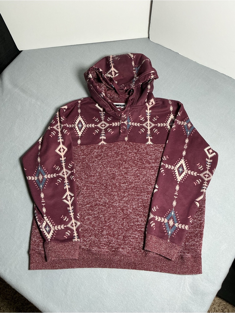 Hooey Men’s XL Southwestern Aztec Western Pullover Hoodie Burgundy